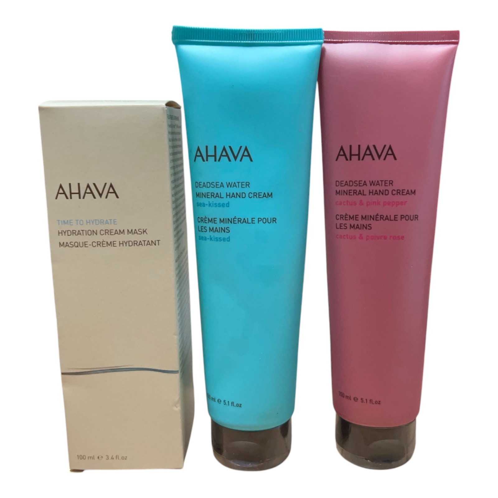 Ahava Bundle Hydration Cream Mask & 2 Dead Sea Water Mineral Hand Cream NEW
