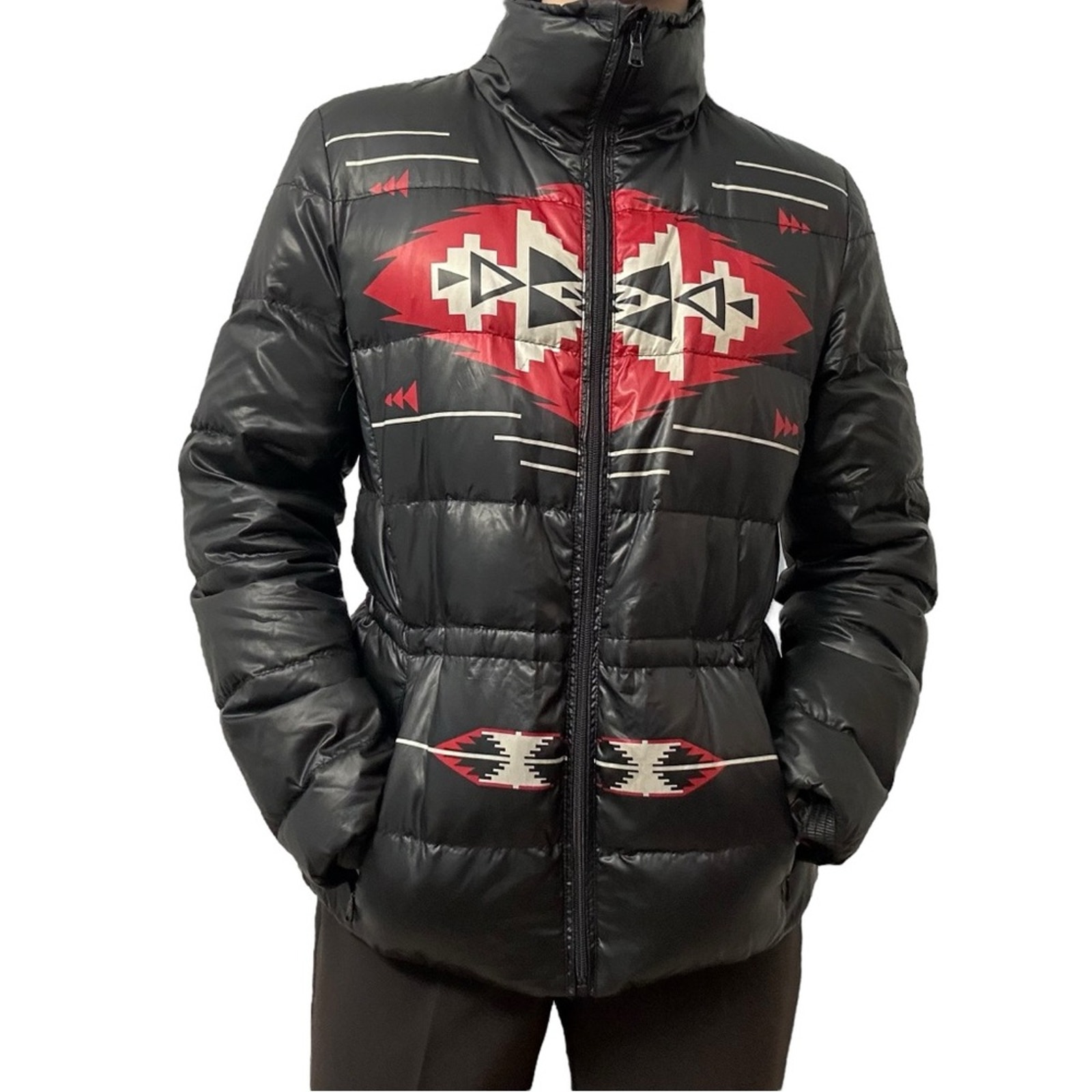 Lauren Ralph Lauren Active Down Coat Puffer Black Aztec Western Size Medium