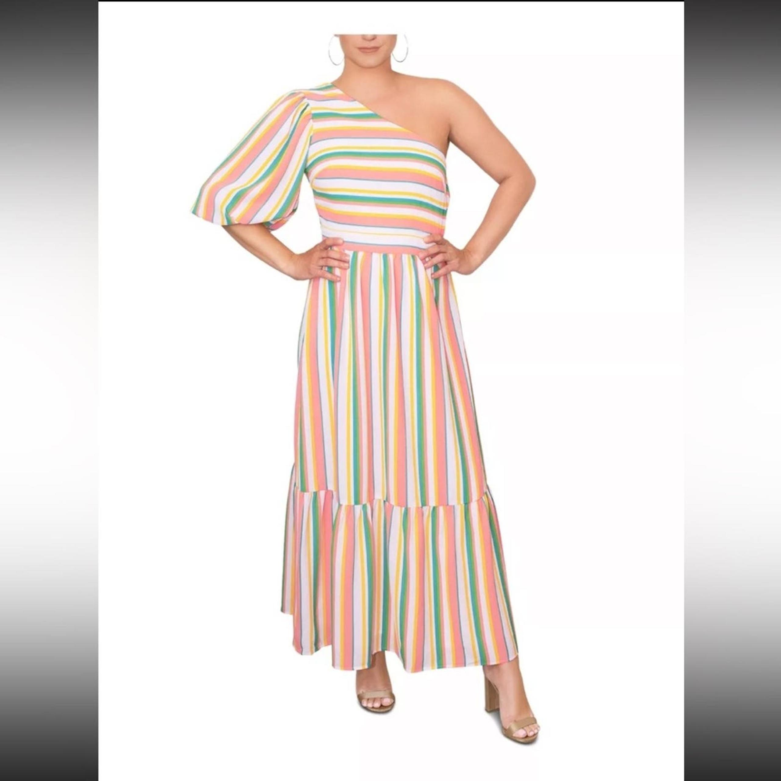 RACHEL RACHEL ROY Womens White Hem Lined Pouf Sleeve Maxi Fit + Flare Dress 10