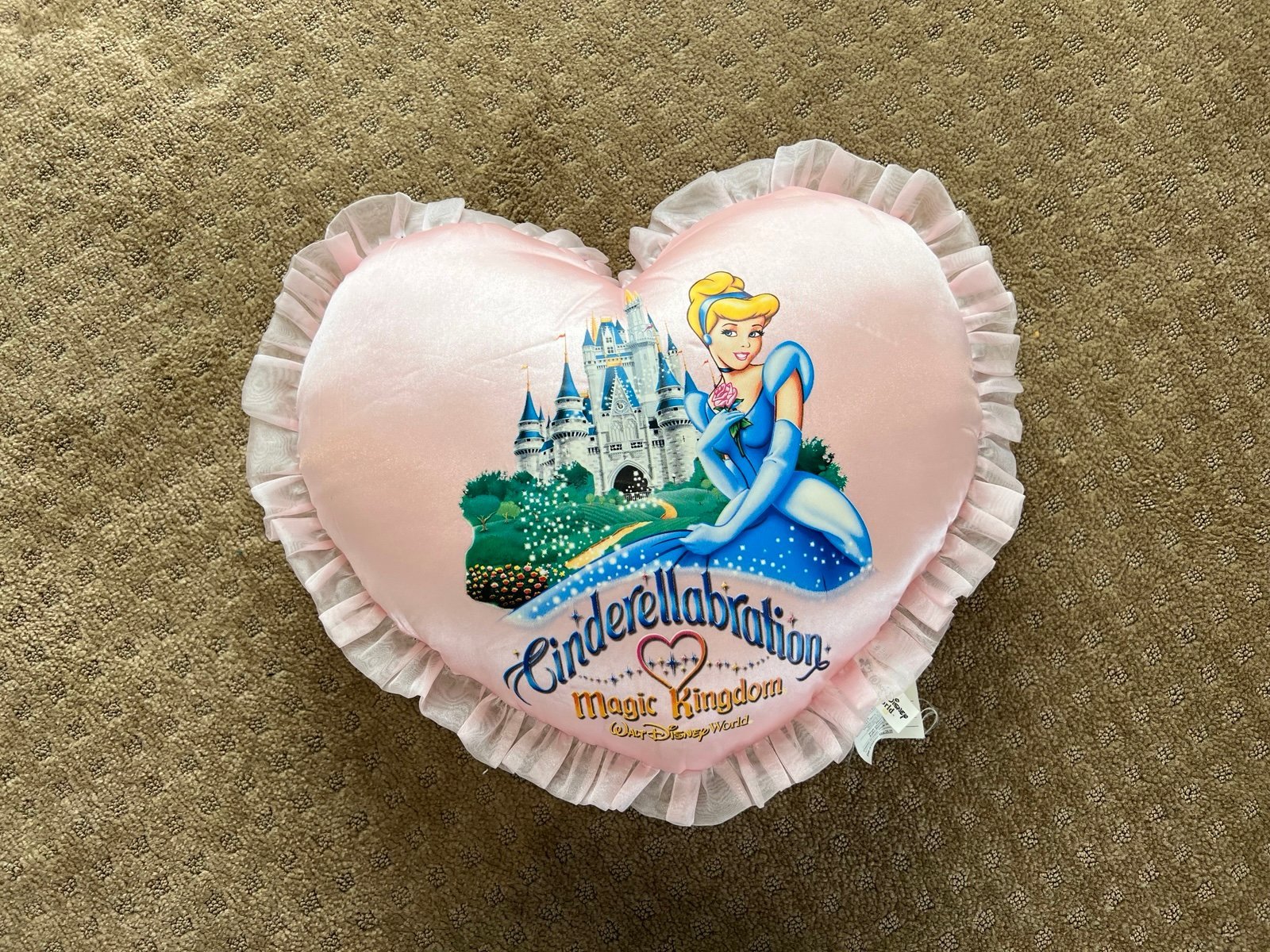 Disney World Vintage Cinderellabration 2000 pillow pink princess castle girls