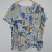 NWT Nicole Miller 100% Linen Washable Short Sleeves Print Top Size 3X