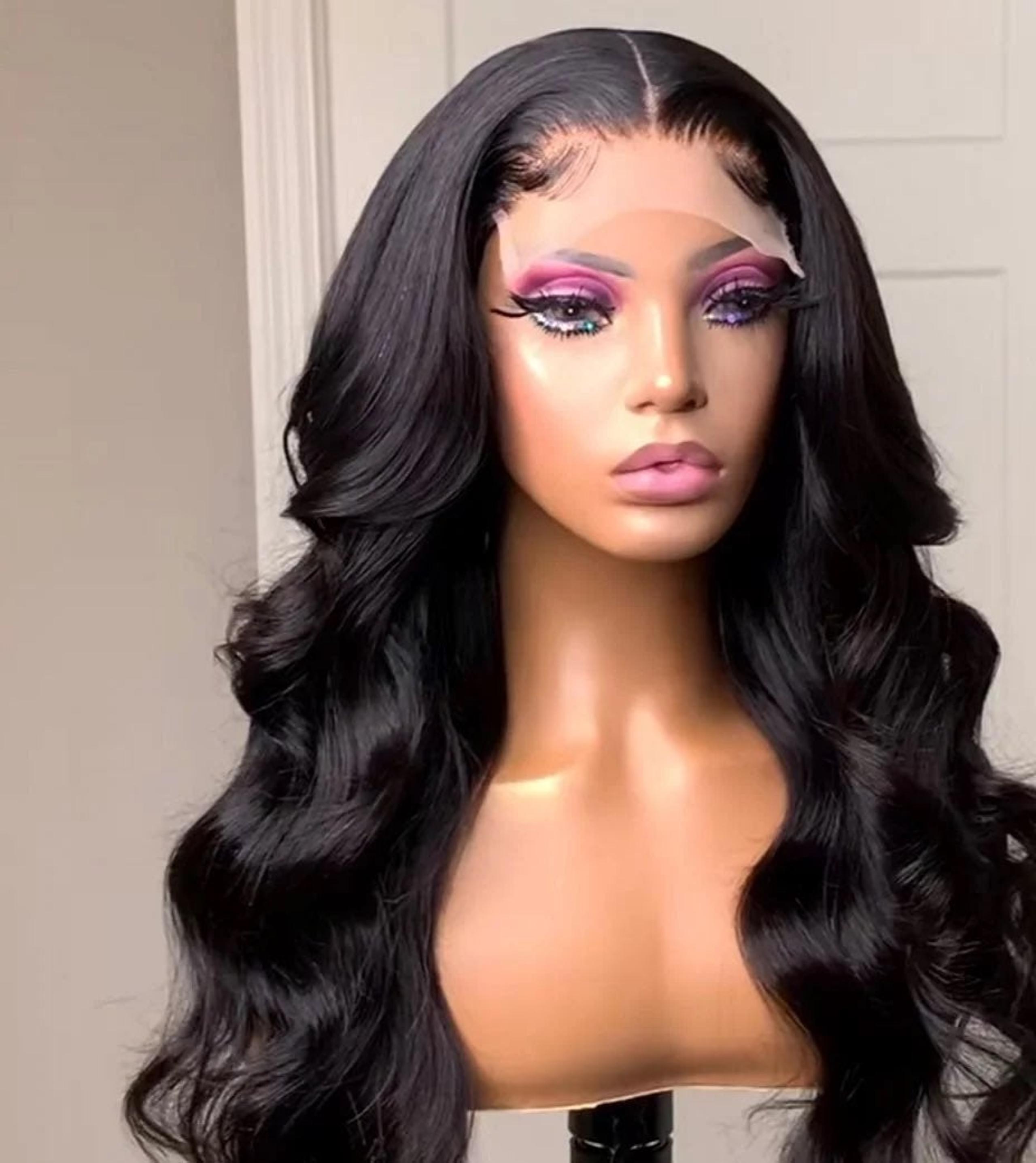 Body wave lace front human hair wig 18" glueless 150% density 4*4 closure wig