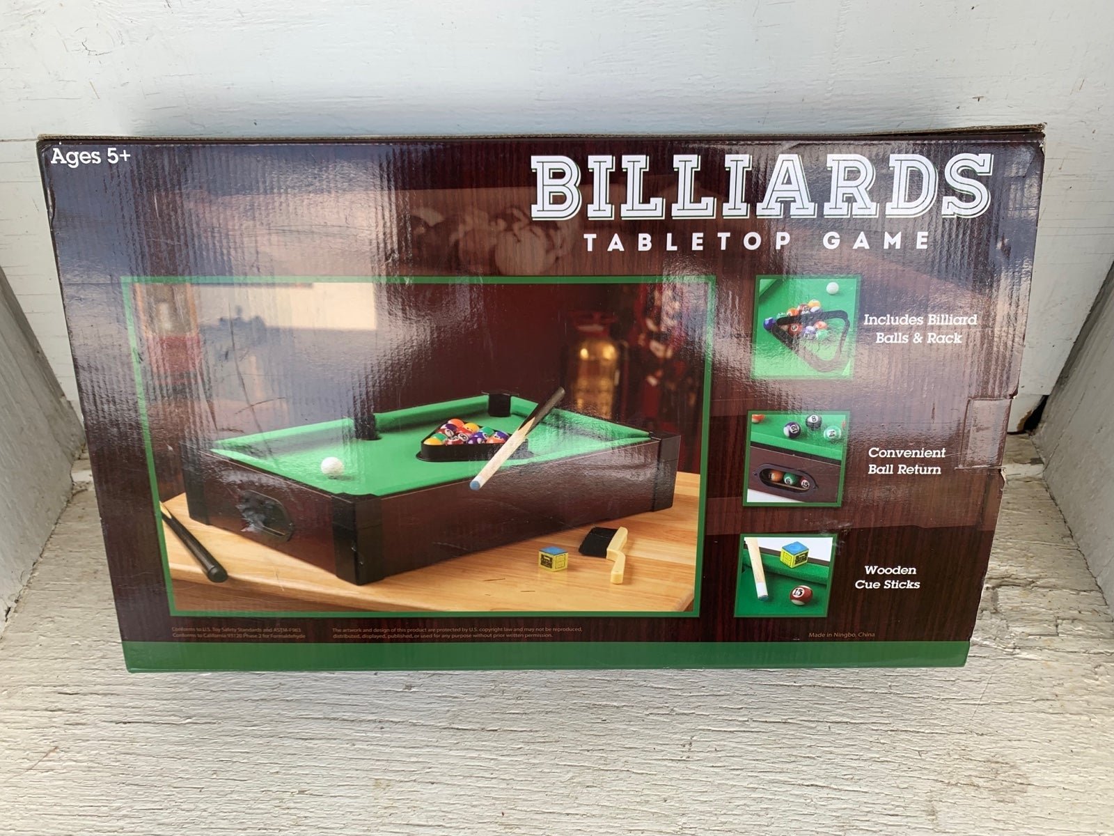 Tabletop Billiards Game Set Pool Table 20x12x4” Board Game Tabletop Game Set NIB