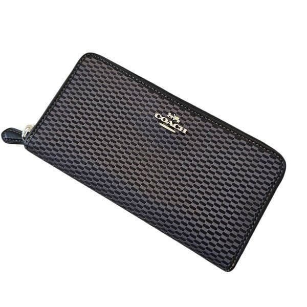 Coach Legacy Women's One Size Black Gray Jacquard Formal Accordion Zip Wallet