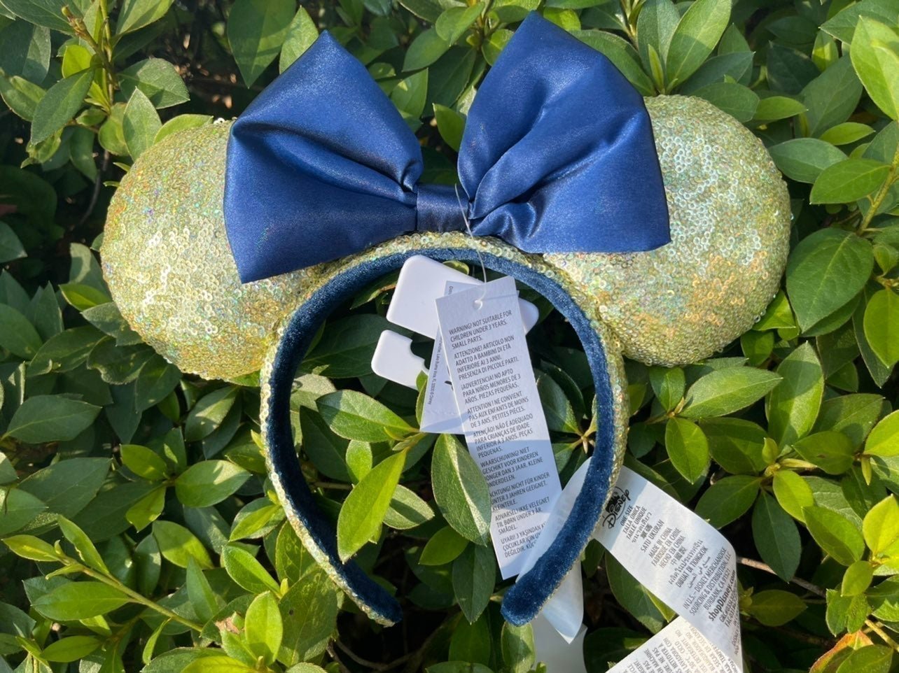 Disney Parks 50th Anniverdary Blue and Gold Sequin Minnie Mouse Ears