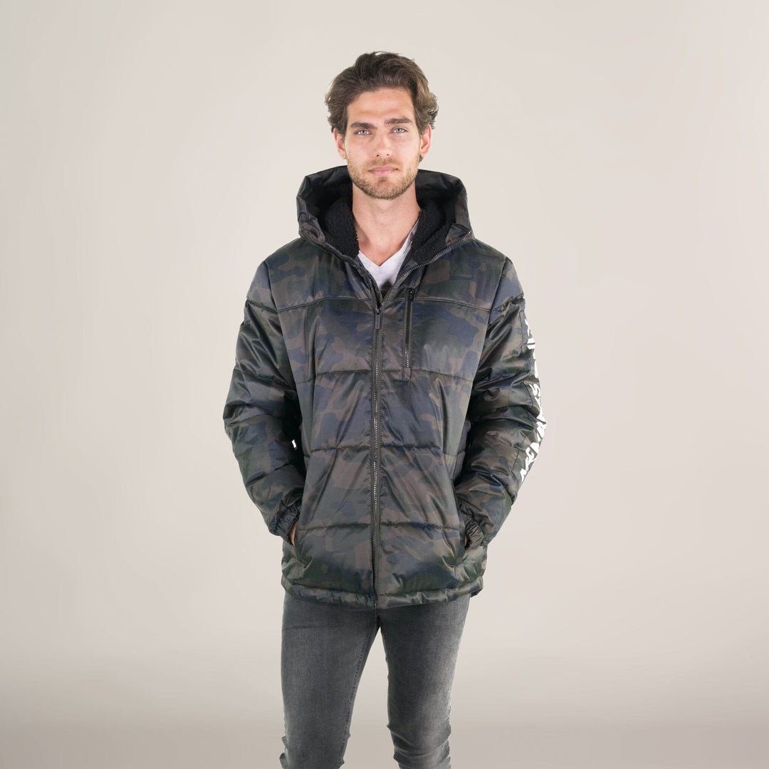 Members Only camo sport puffer hooded jacket windproof lightweight