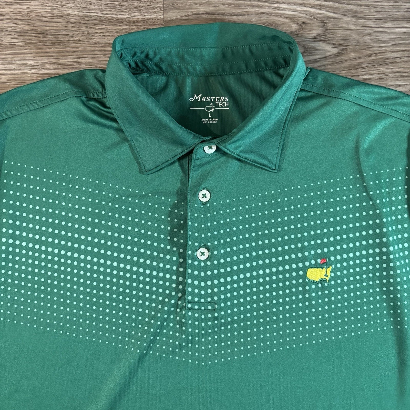 Masters Tech Polo Shirt Men Size Large Green Golf Augusta National Short Sleeve