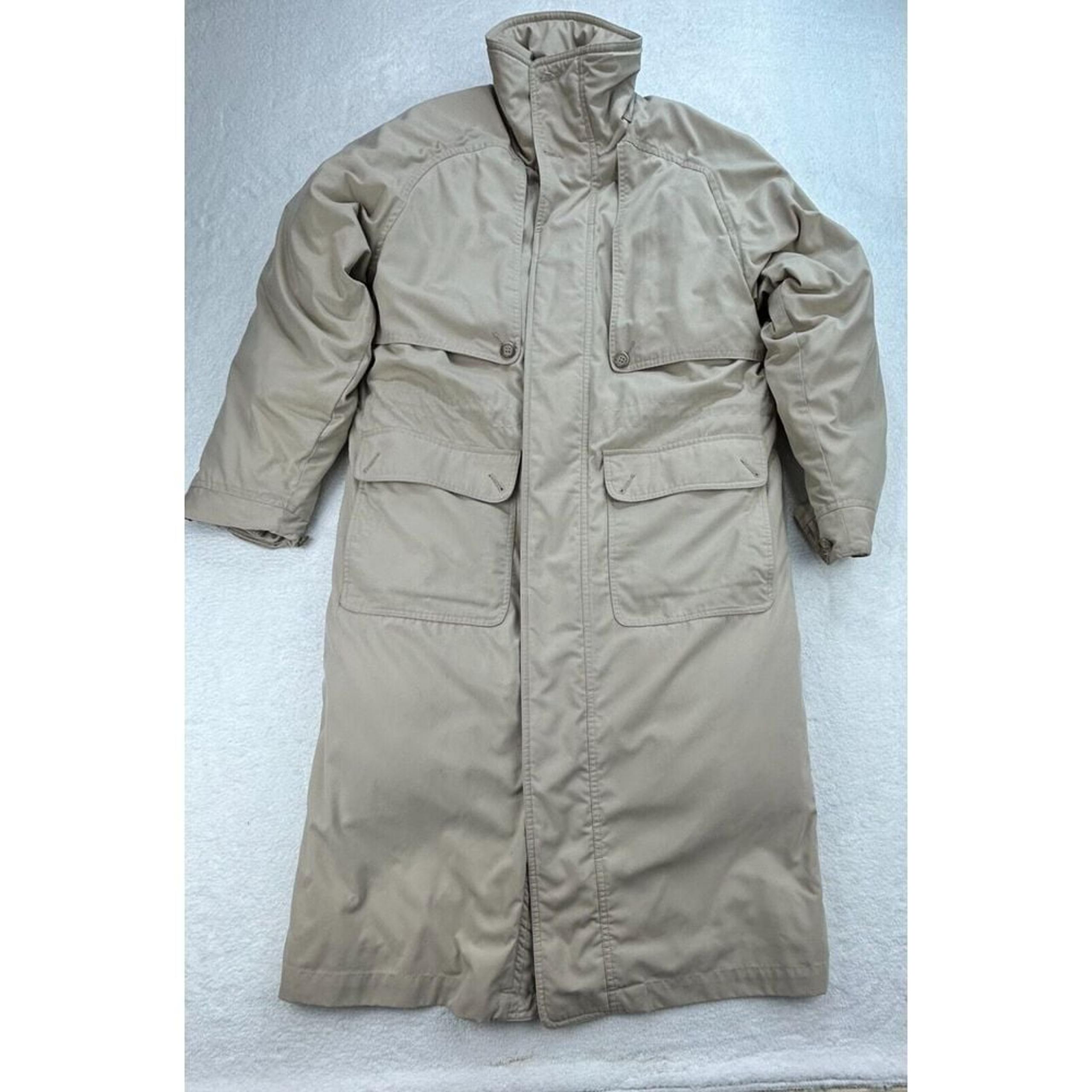 Eddie Bauer Goose Down Trench Coat Men S Khaki Lined Gore-Tex