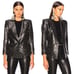 Smythe Film Fest Sharp Shoulder Blazer Metallic Leopard Size 0 Black Grey Chic