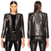 Smythe Film Fest Sharp Shoulder Blazer Metallic Leopard Size 0 Black Grey Chic