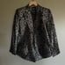 Smythe Film Fest Sharp Shoulder Blazer Metallic Leopard Size 0 Black Grey Chic
