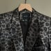 Smythe Film Fest Sharp Shoulder Blazer Metallic Leopard Size 0 Black Grey Chic