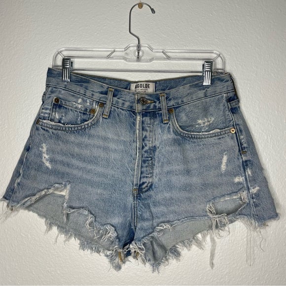 Agolde Distressed Parker Vintage Cutoff Button Fly Denim Shorts - Size 27