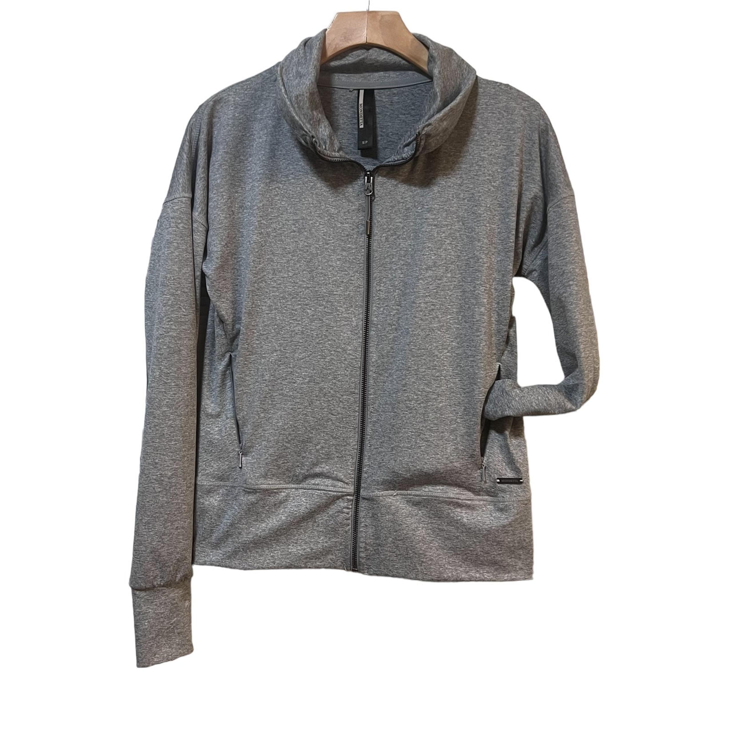 Mondetta Women Small Jacket Athletic Workout Grey Long Sleeve Thumb Hole Cuffs
