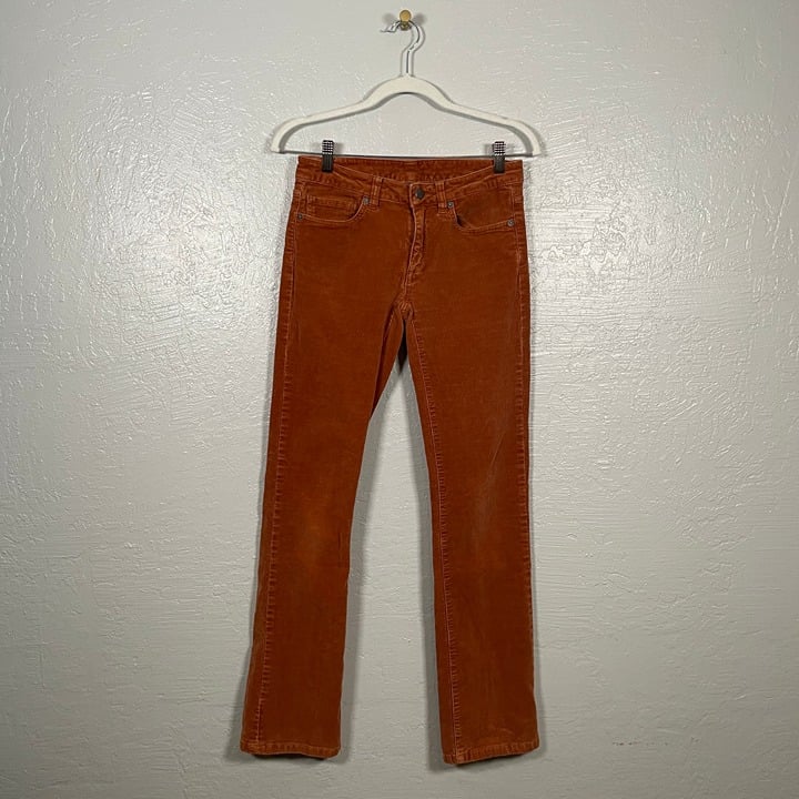 Patagonia Women 26 Rust Corduroy Pants Straight Mid Stretch Organic Cotton