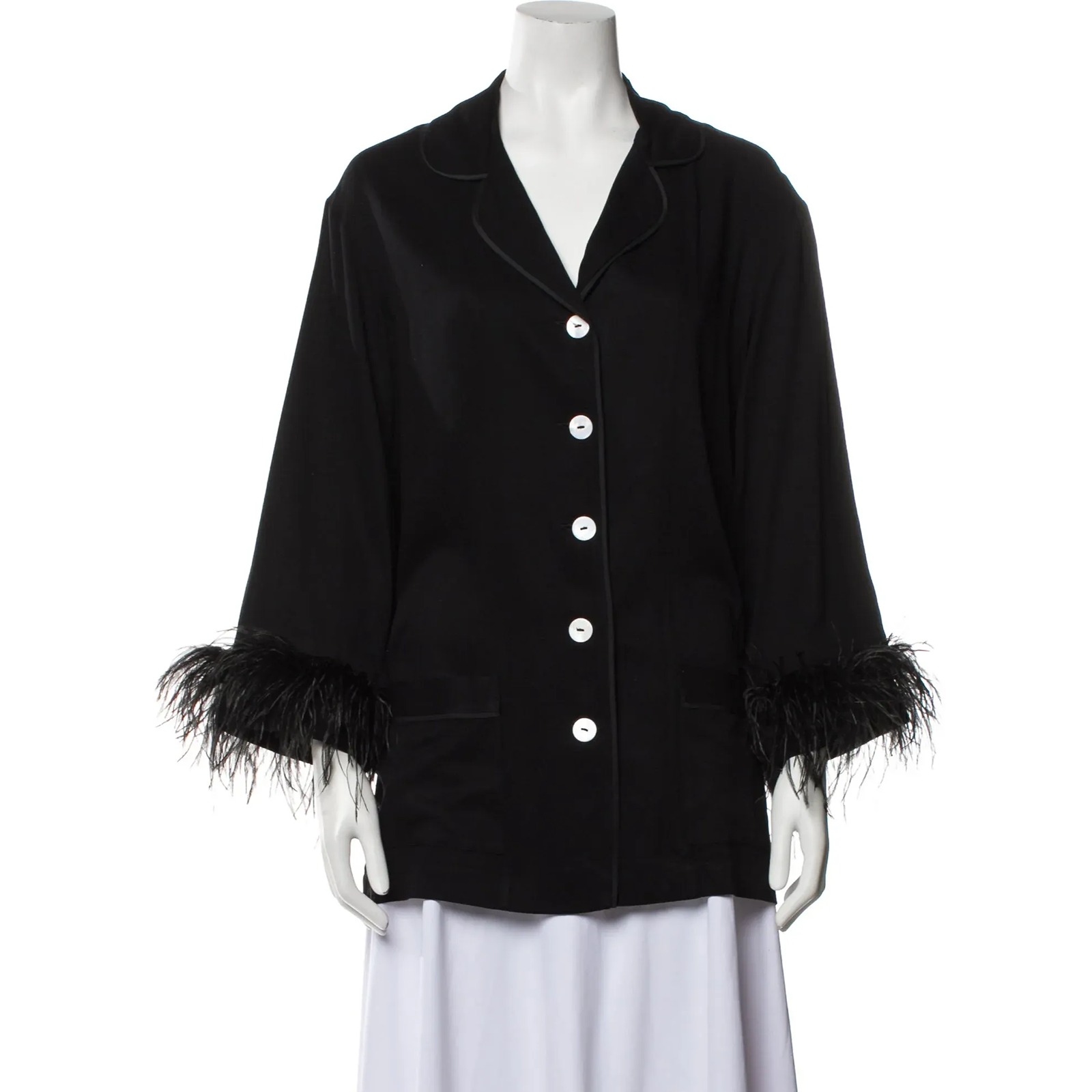 Sleeper Party Pajama Feather Top Feathers Black Size Med
