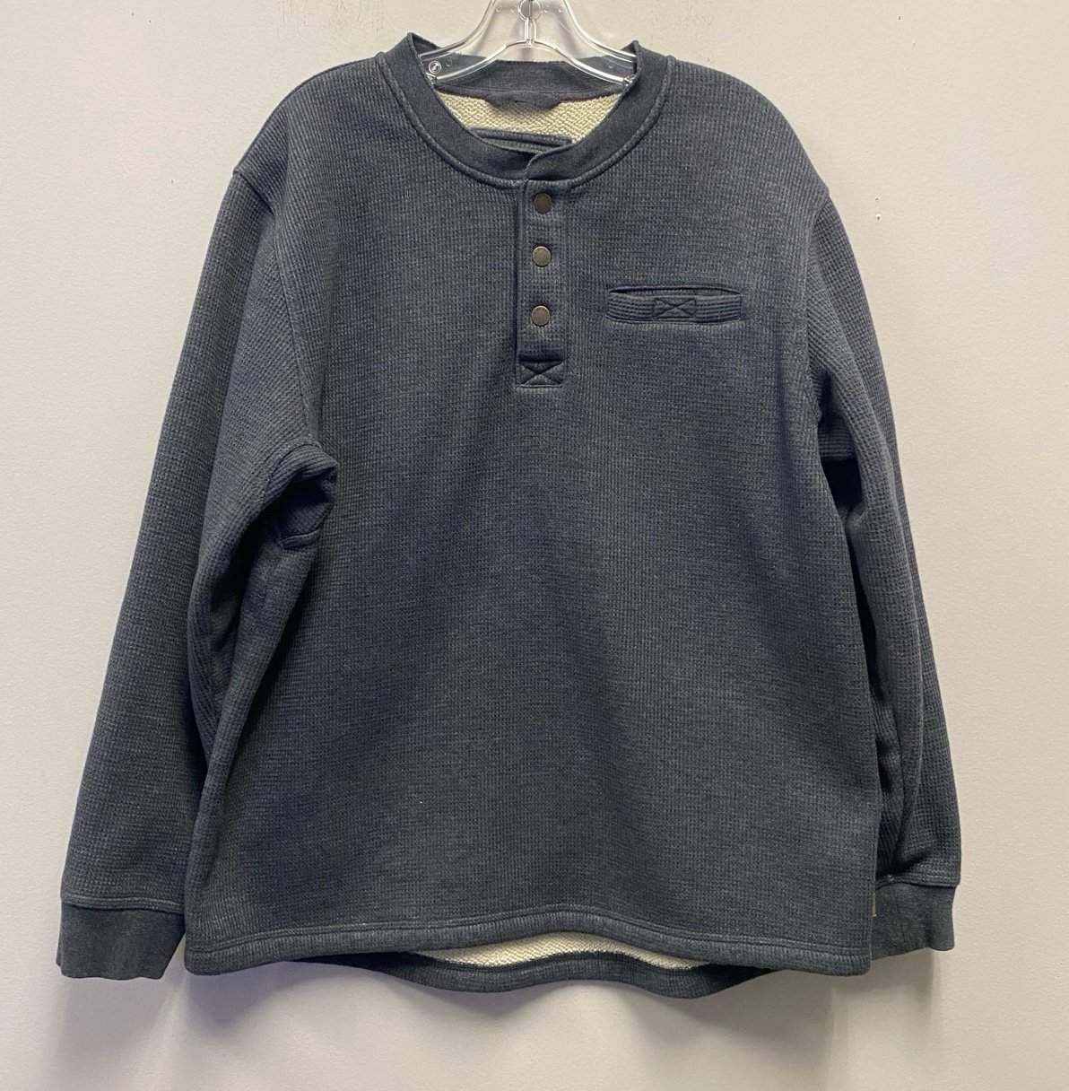 LL Bean Katahdin Iron Works Bonded Waffle Fleece Henley—Grey LARGE