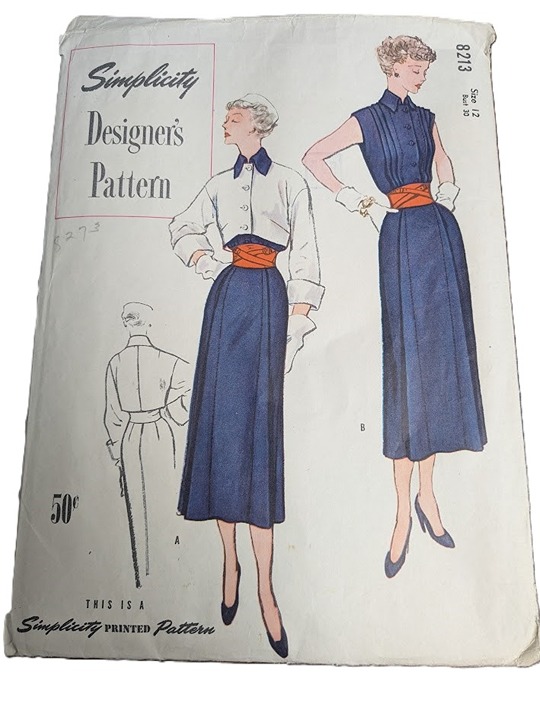 1940s Vintage Sewing Pattern Simplicity Designer's Pattern 8213 Dress