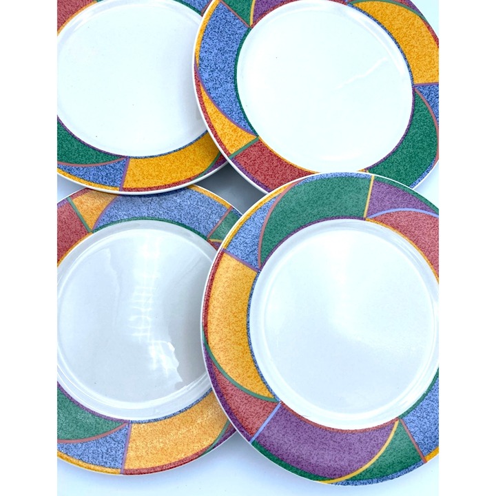 Misono Rhythm Vintage Salad Plates 4 Set of Multicolored