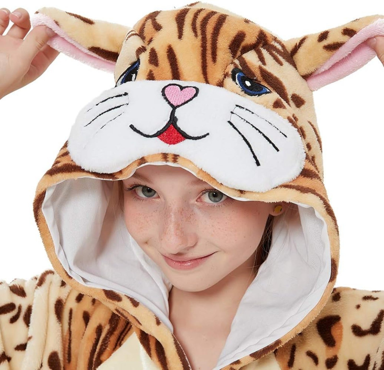 Cat Onesie Kids Costume for Girls Plush Animal One Piece 12Y