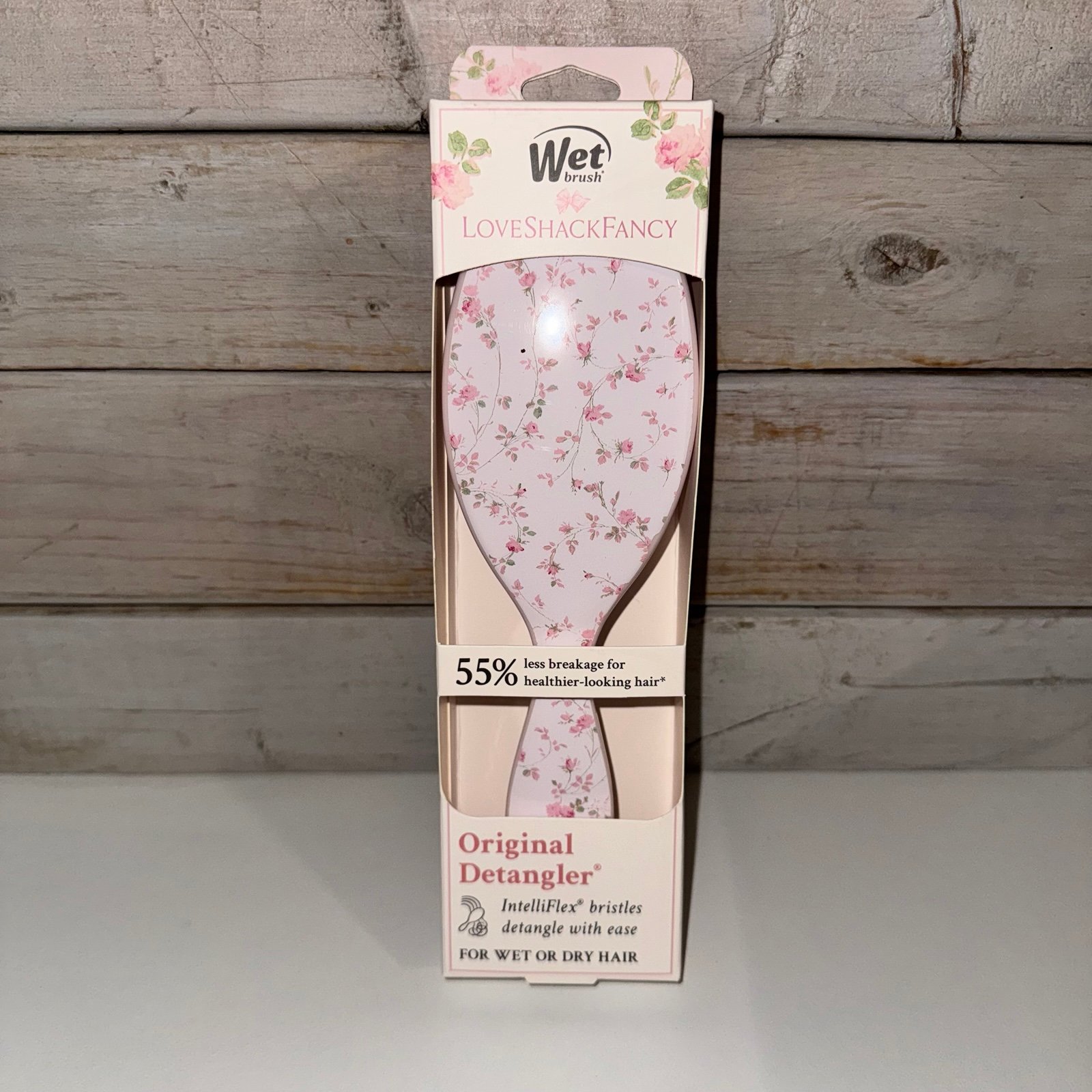 LoveShackFancy x Wet Brush Original Detangler Hair Brush English Ivy Pink NEW