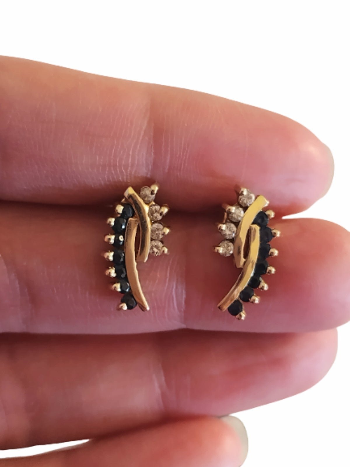 14k Sapphire Diamond Earrings