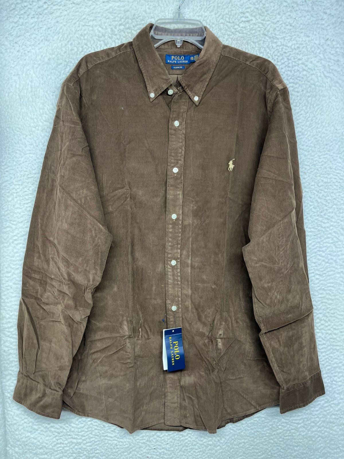 Polo Ralph Lauren Corduroy Shirt Men’s XXL Classic Brown Button Long Sleeve