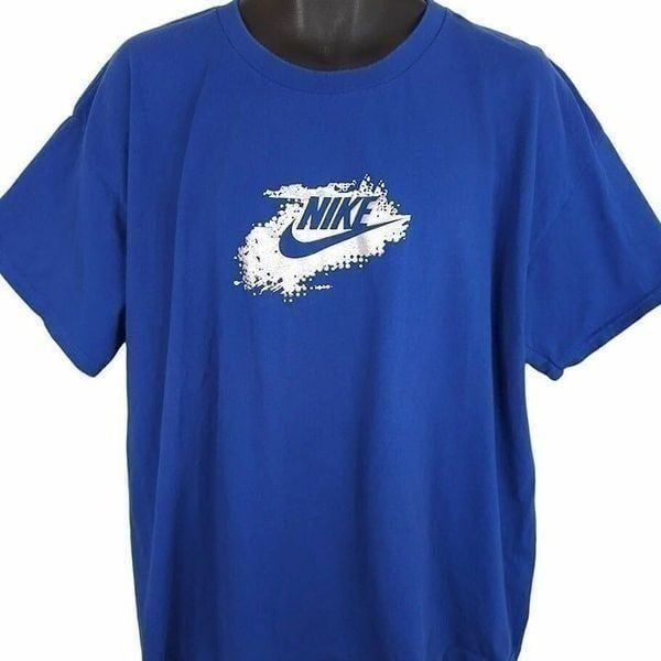 Vintage Nike T Shirt Mens Size 2XL Blue Y2K Streetwear