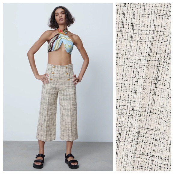 NWT. Zara Buttoned Straight Leg Culottes. Size XL.