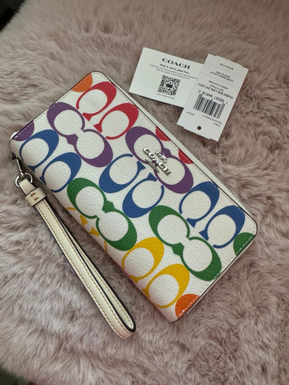 Coach Pride Continental Long Zip Around Wallet In Rainbow Signature Canvas C4537