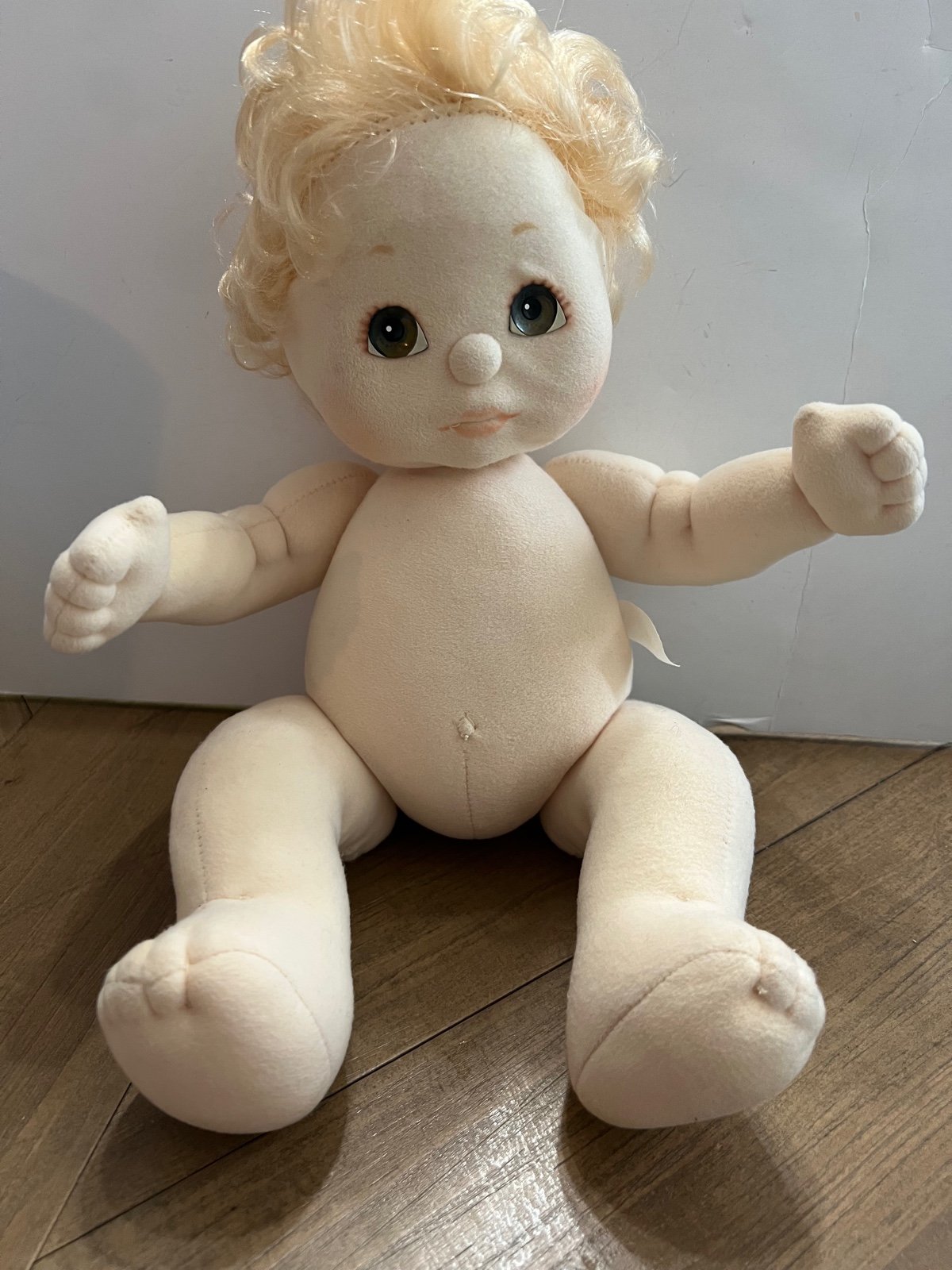 MY CHILD Doll Short Blonde Curly Hair & Blue/green Hazel Eyes Vintage Mattel.