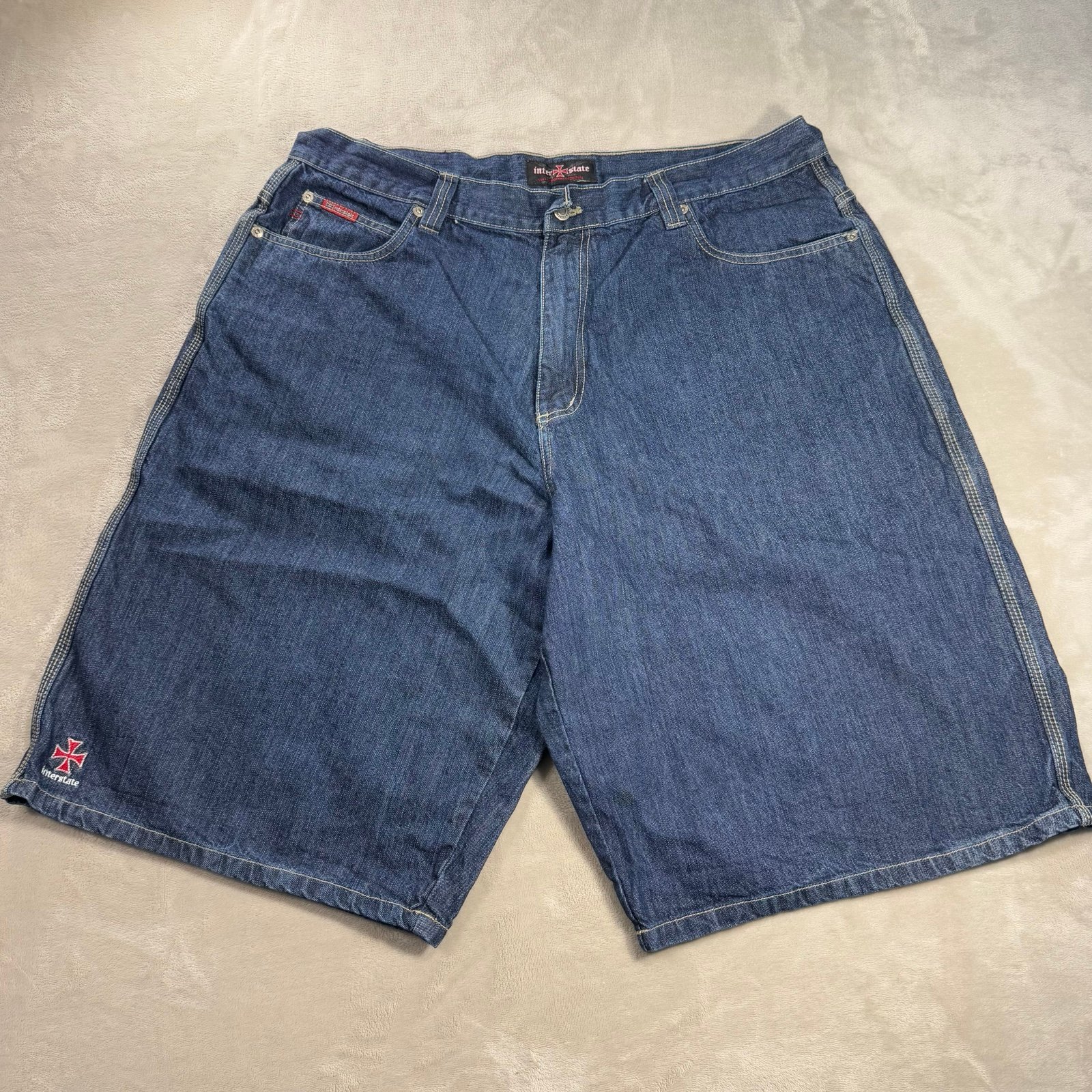 Vintage Interstate Y2K Baggy Jean Shorts Men's Sz 40 Loose Skater Rave