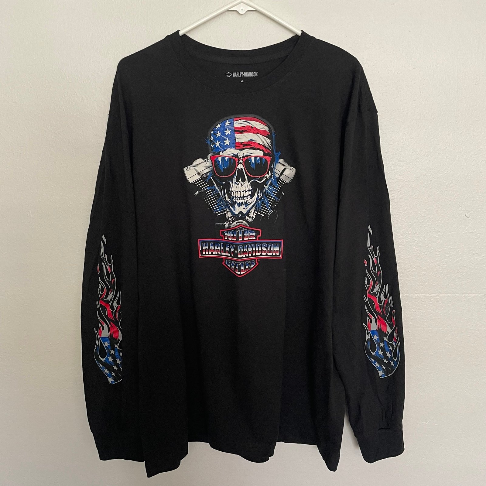 Harley Davidson Long Sleeve Shirt Men’s Size XL American Skull Patriot Shirt