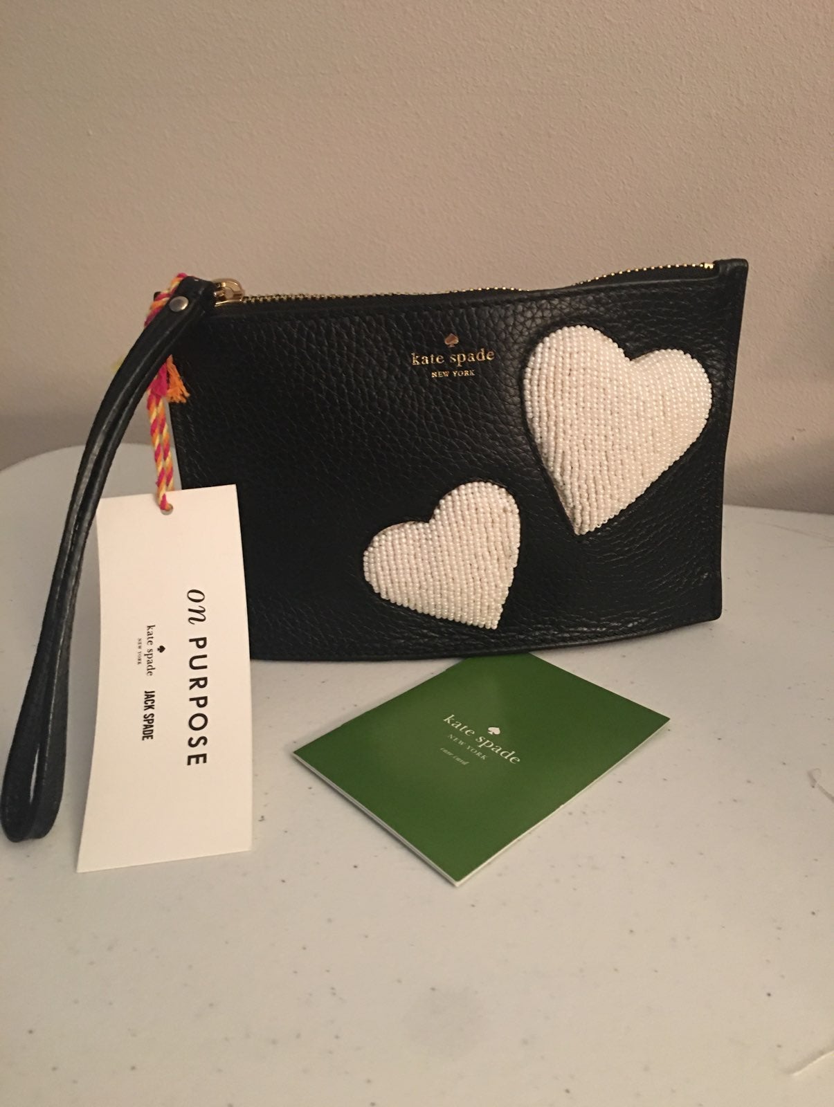 Kate Spade Pebble Beaded Heart Wristlet