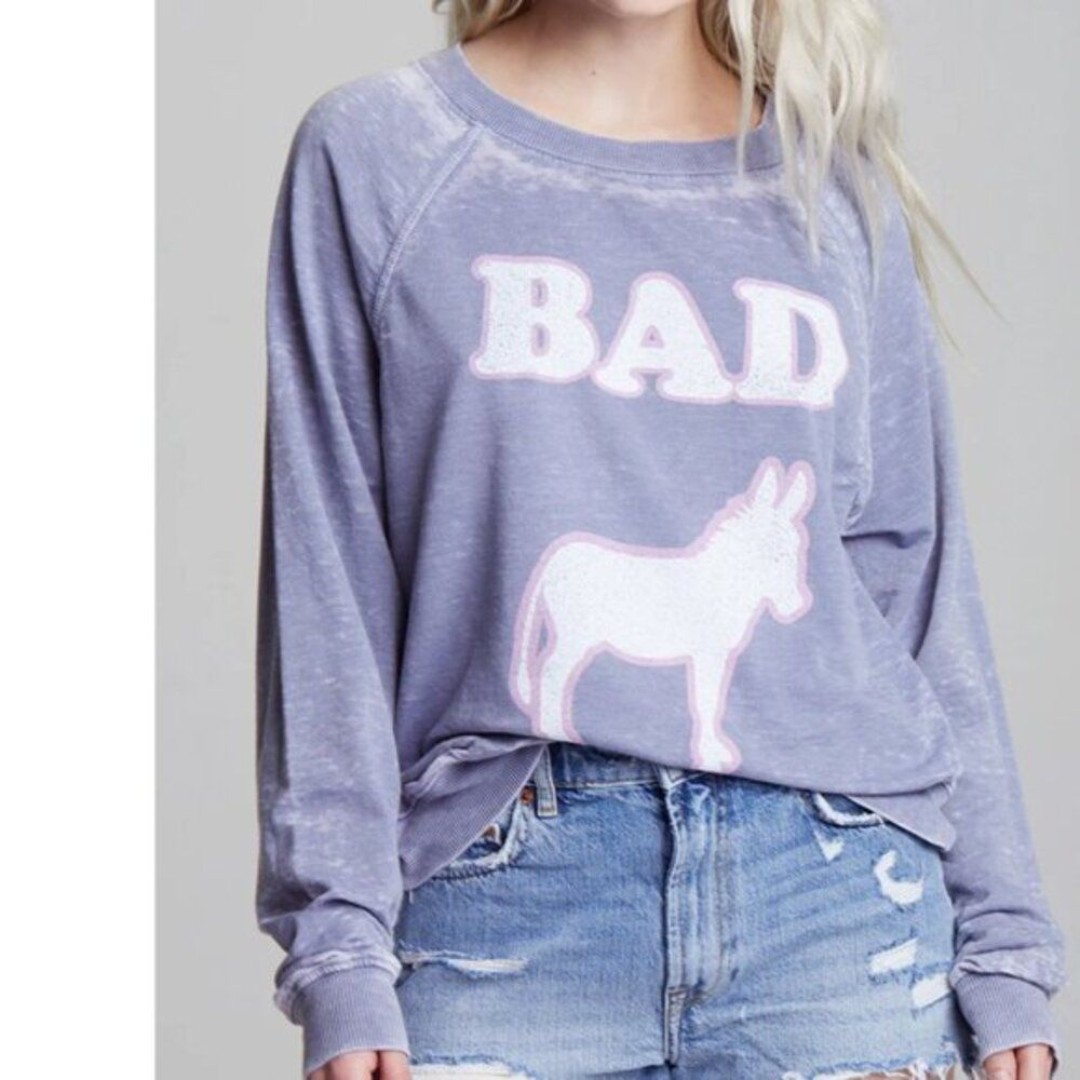 Recycled Karma Bad A** burnout sweatshirt tunic