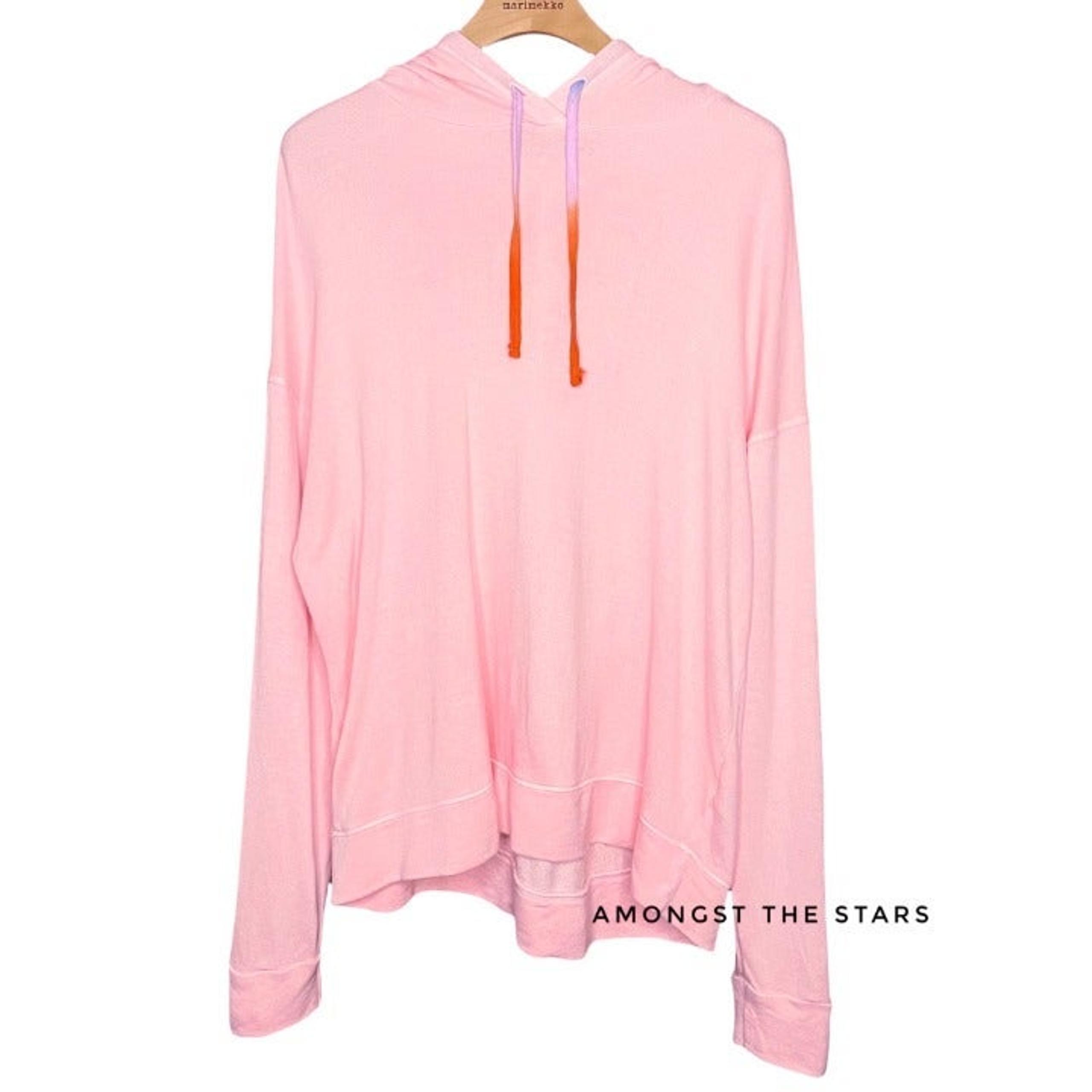 Anthropologie Sundry Pink Rose Ombre Rainbow Drawstring Hoodie