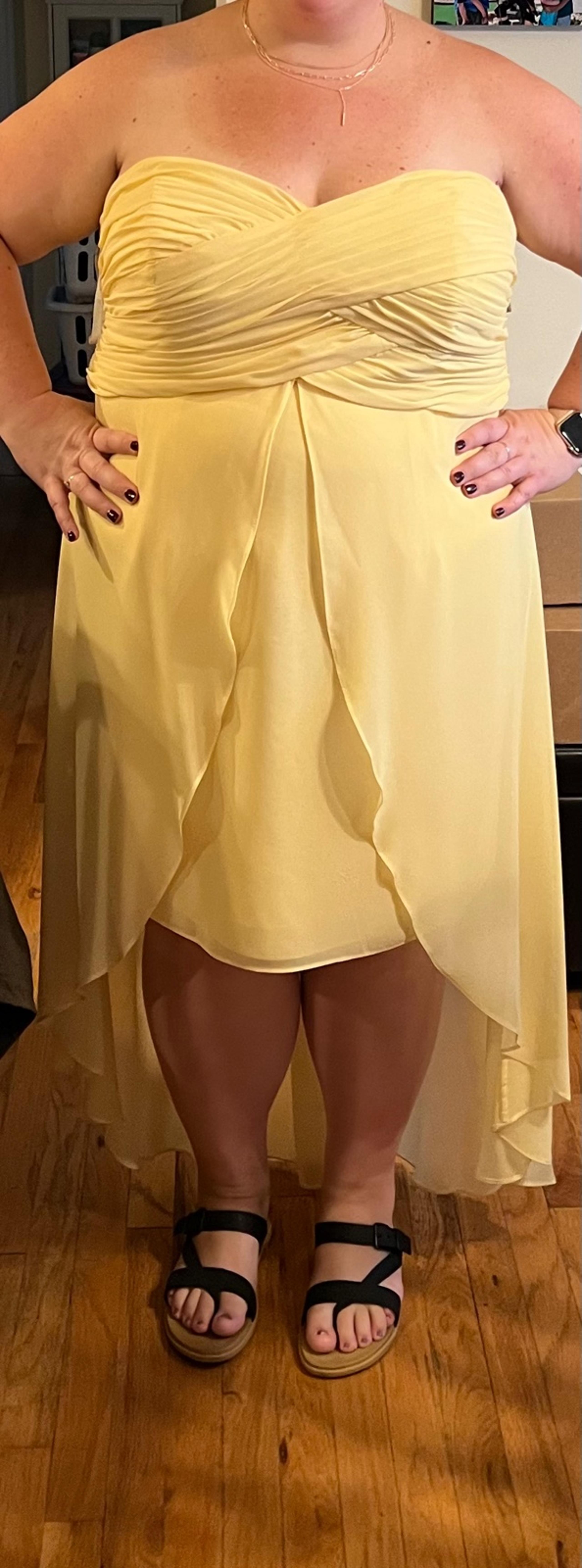 David’s Bridal Canary Yellow High Low Dress