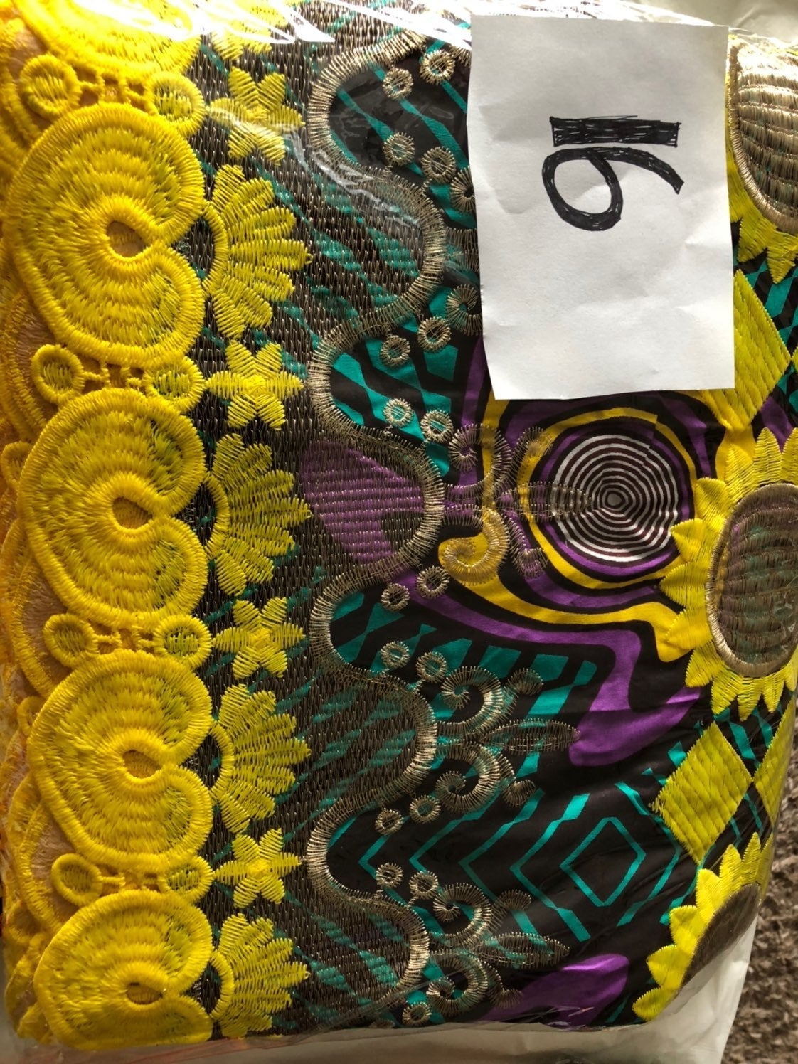 embroidered wax 6yards African fabric.