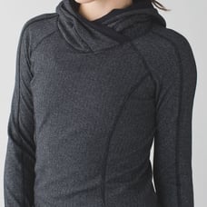 Lululemon Sz 10 Think Fast Hoodie Pullover Black Herringbone Heathered Women’s