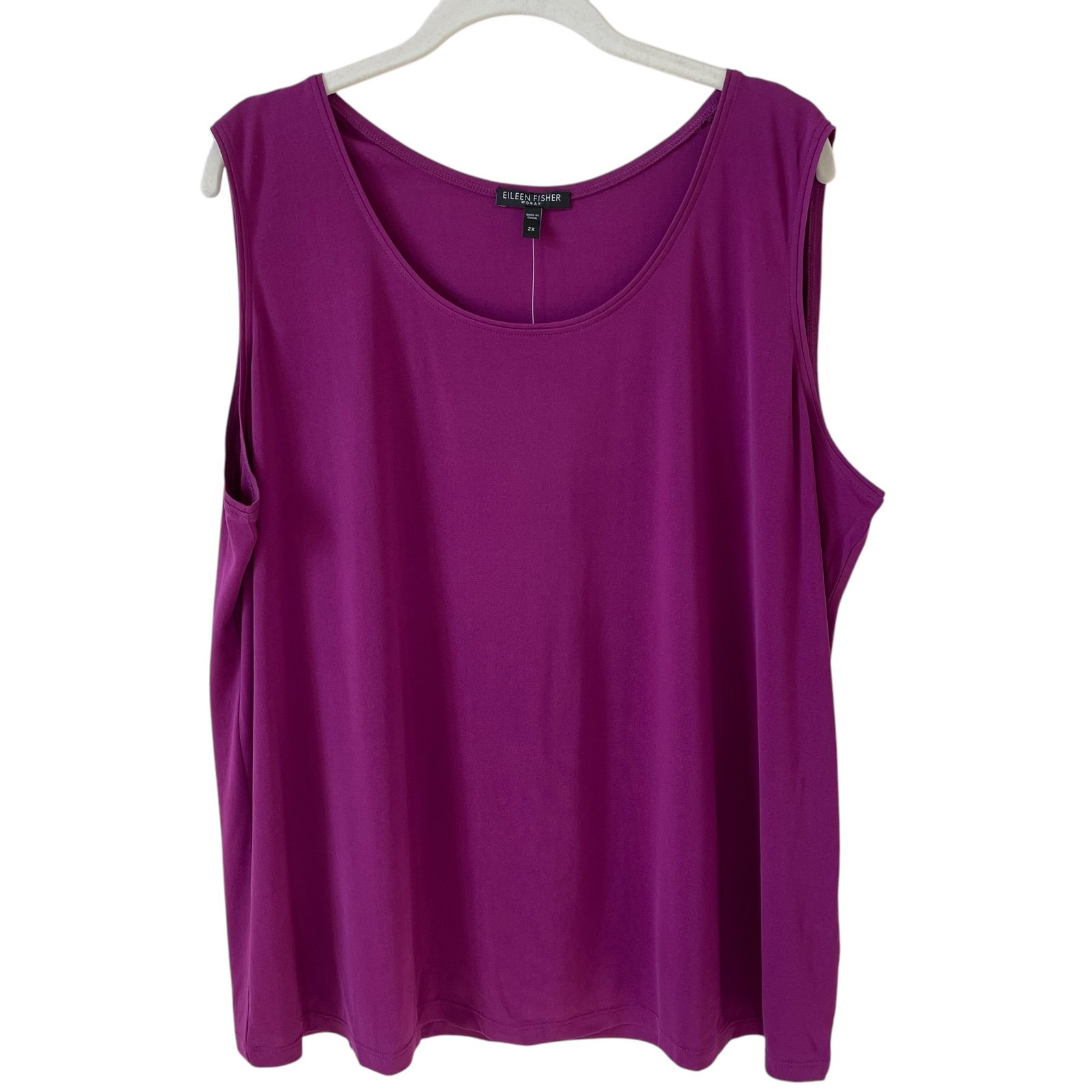 Eileen Fisher Stretch Silk Jersey Scoop Neck Top Roseberry Size 2X Luxury Office