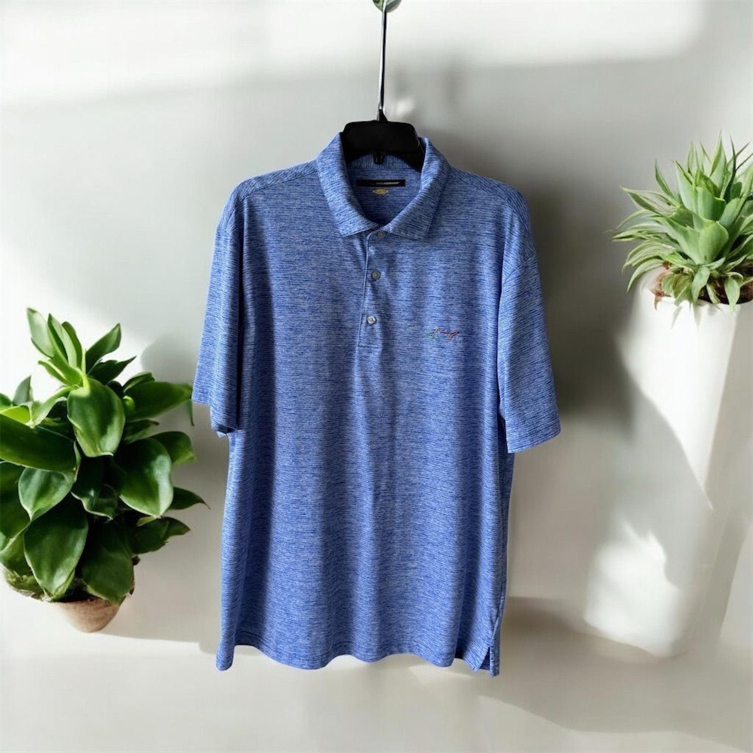 Greg Norman Men's XL (46-48) Blue Marled Golf Polo Shirt Short Sleeve