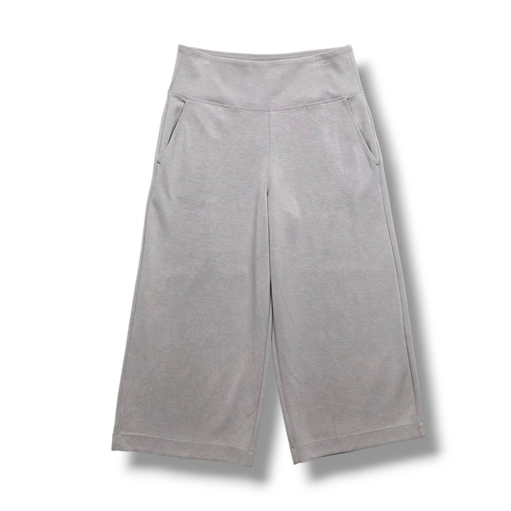 Athleta Seasoft Wide Crop Pant Womens Medium Gray Pockets Modal