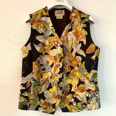 HERMES Gilet Zip-Up Multicolor Bird 40