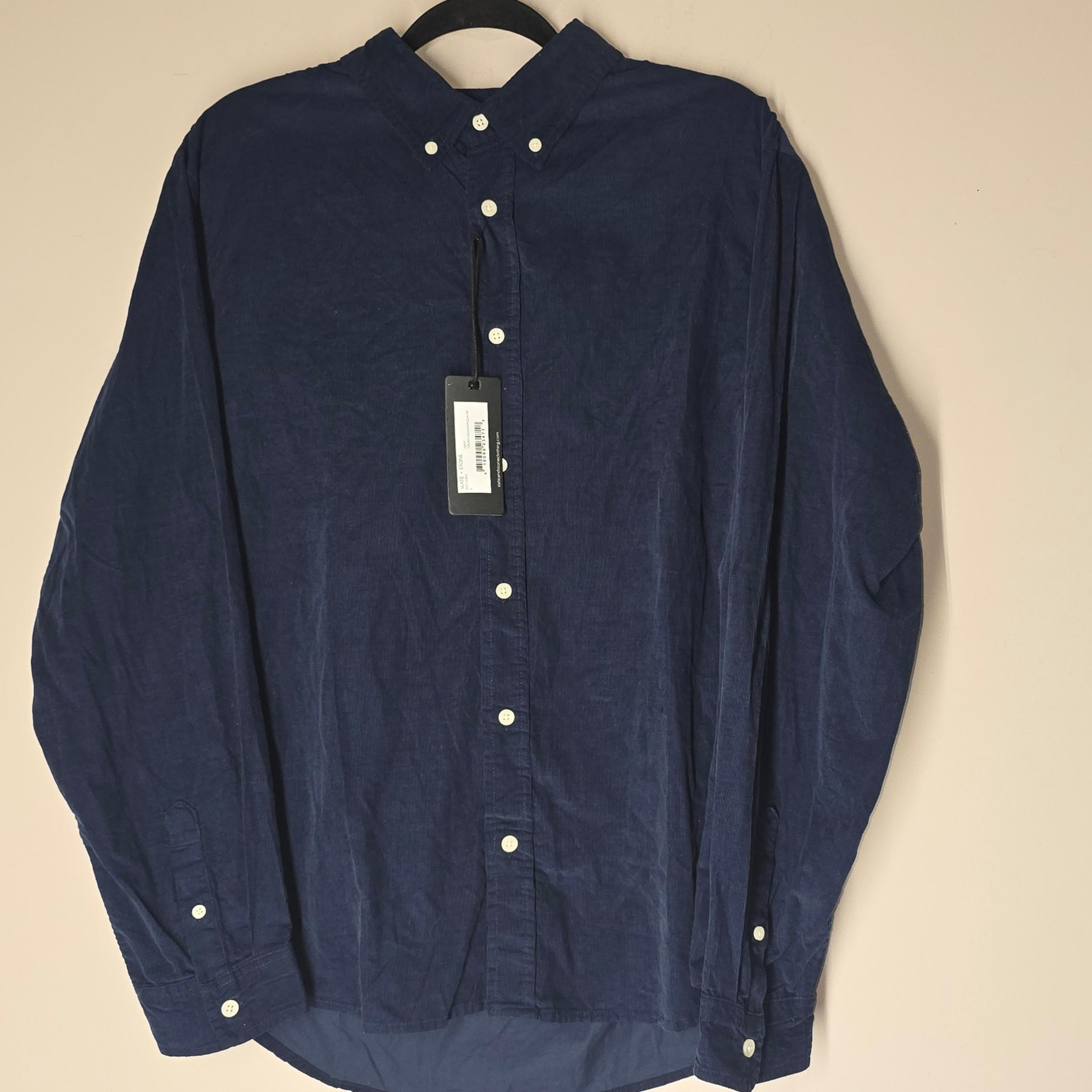 Slate & Stone Mens Corduroy Button-Down Shirt Navy Blue 100% Cotton New With Tag