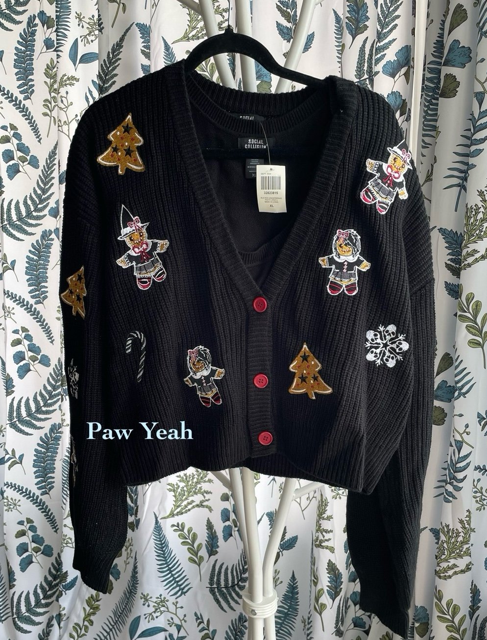 New Social Collision XL Goth Gingerbread Knit Tank Top & Cardigan Set Gothmas