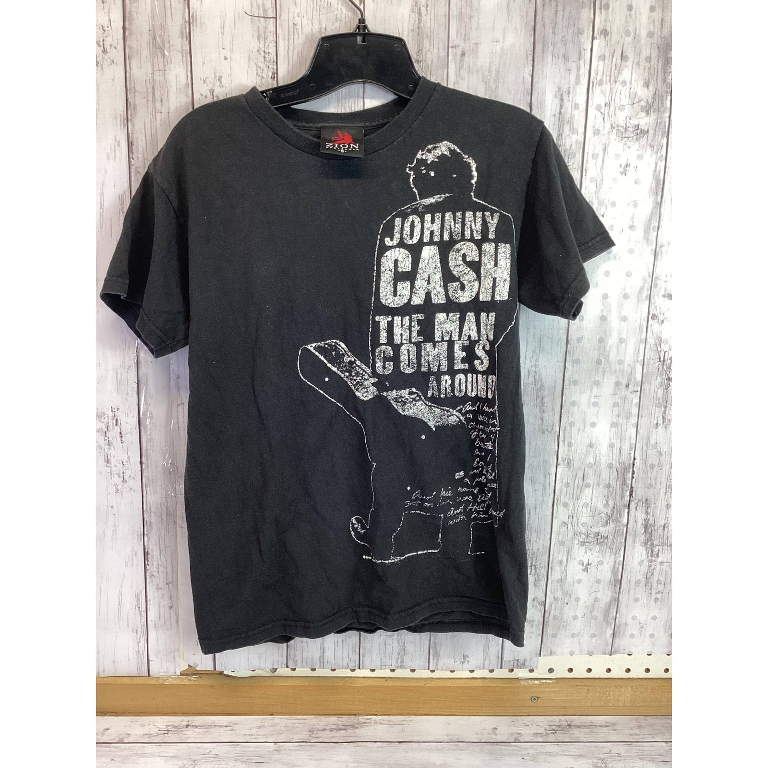 Zion Rootswear Men’s Black Casual Johnny Cash Graphic Rock T-Shirt Size S
