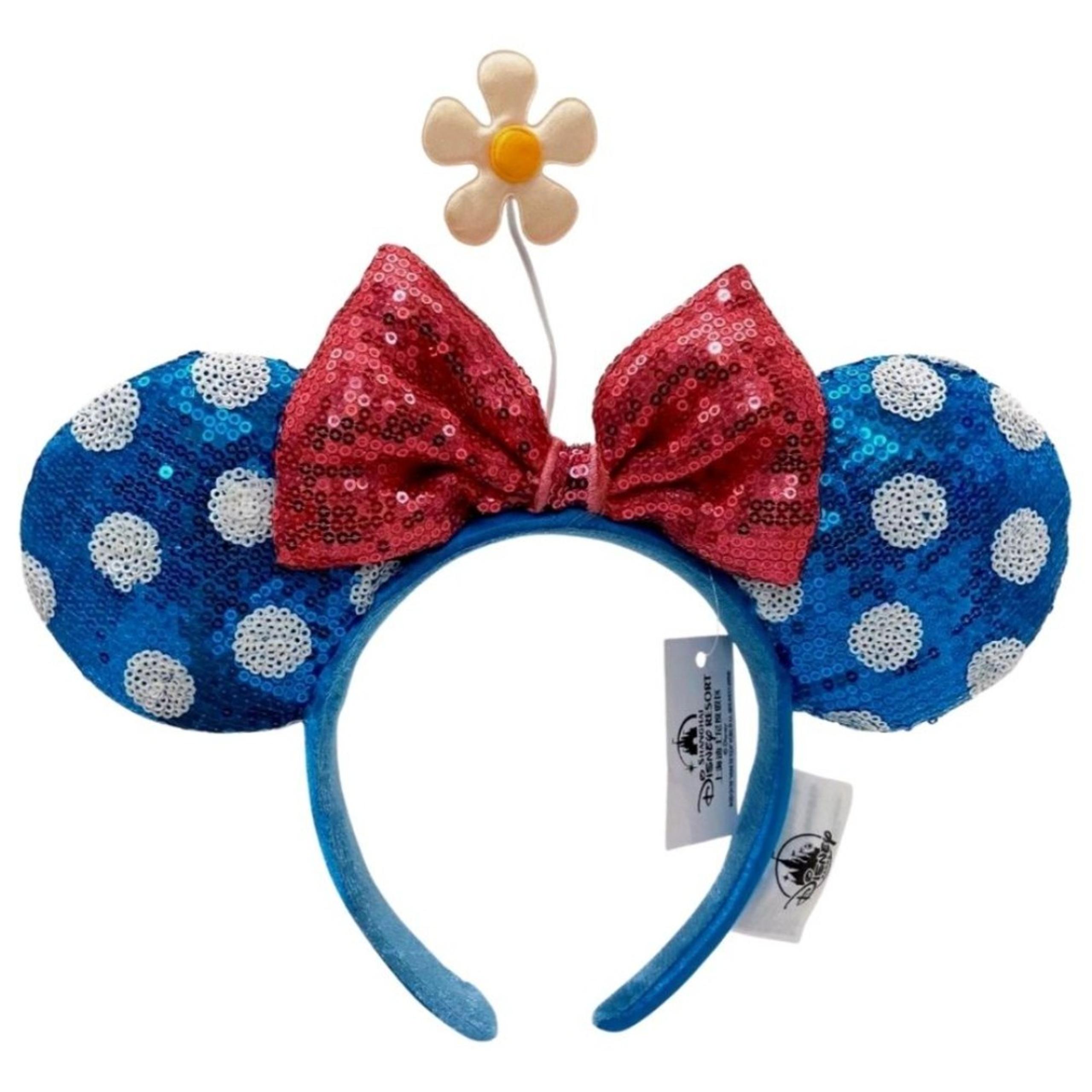 Disney Parks Exclusive Minnie Mouse Ears Headband Flower Polka Dot Sequins - NWT
