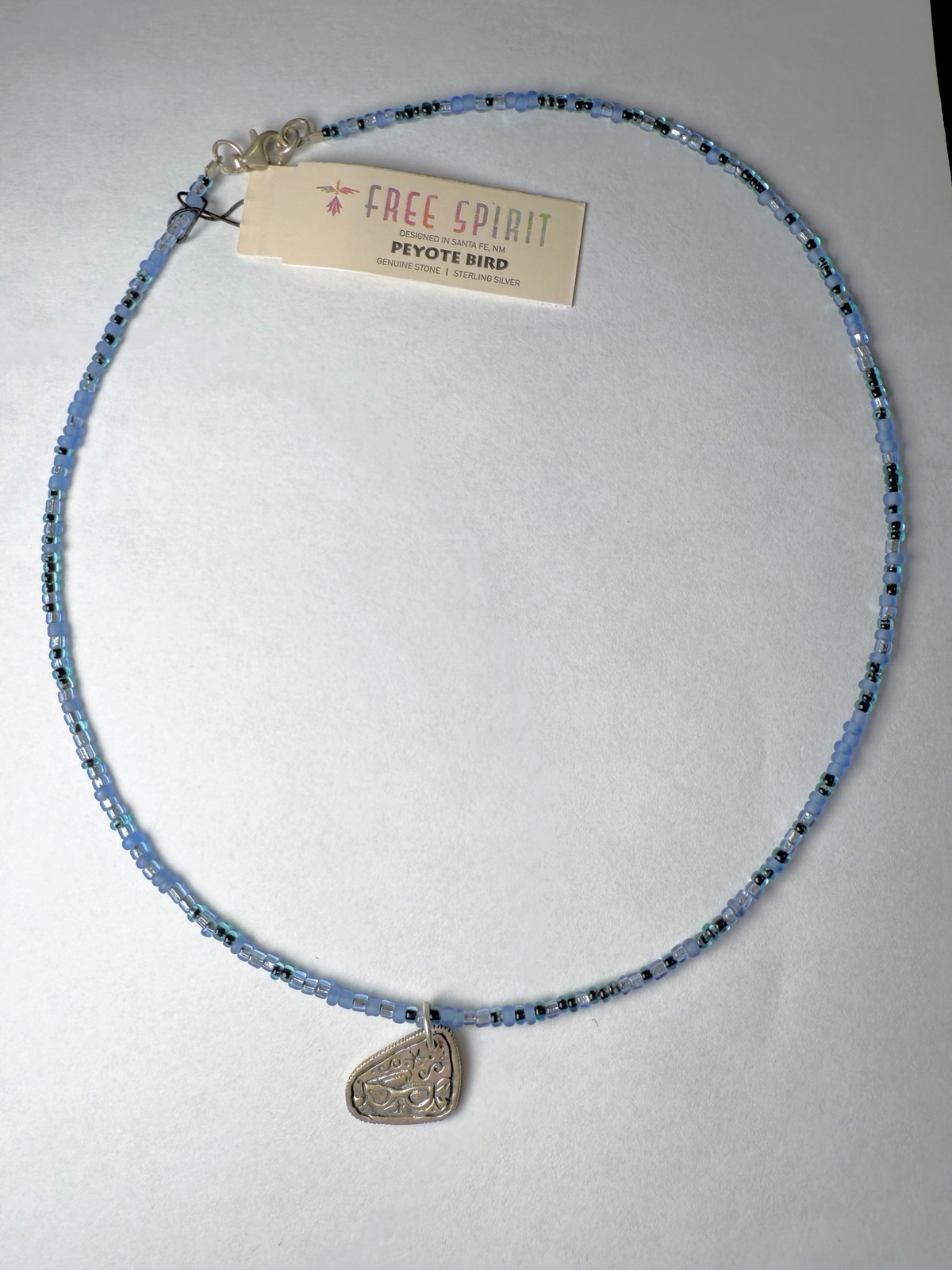 Peyote Bird Artisan Genuine Stone & Sterling Silver Pendant Cool Shades Necklace
