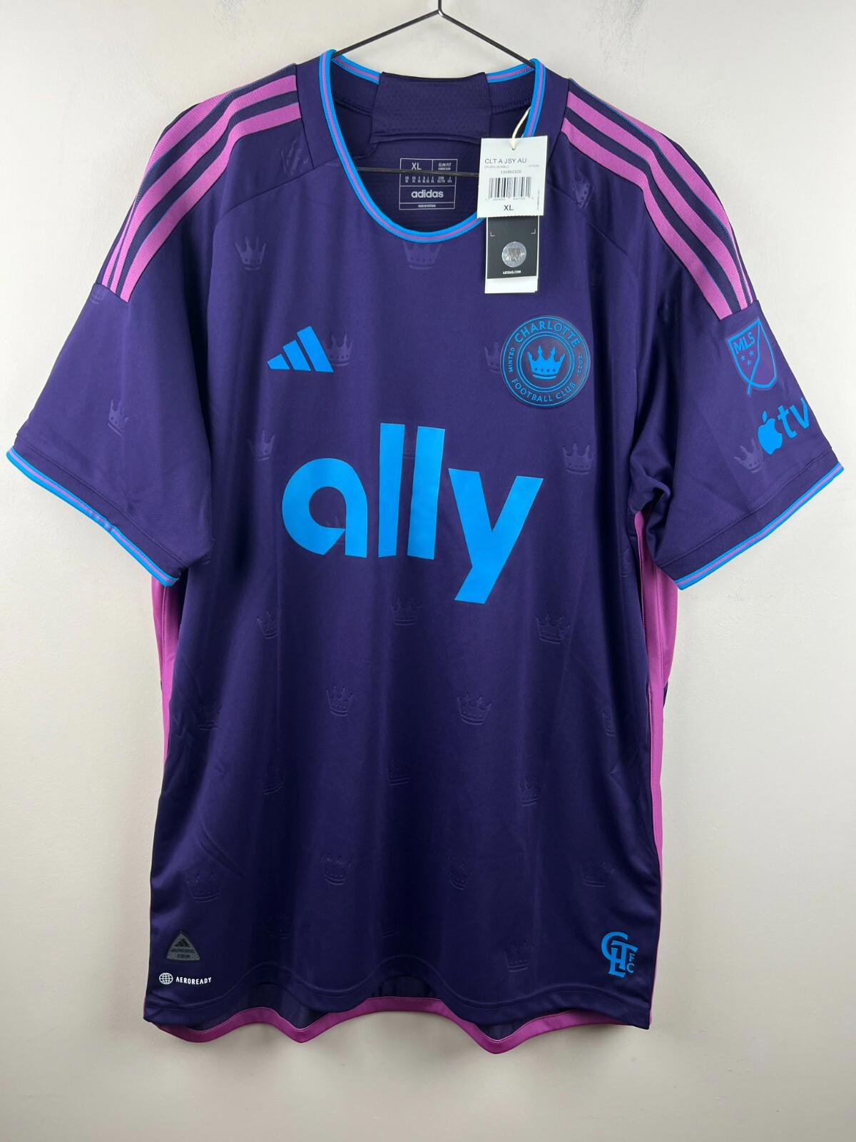 Charlotte FC 2024 Away Jersey Adidas Authentic Purple Size XL Slim Fit MLS NWT
