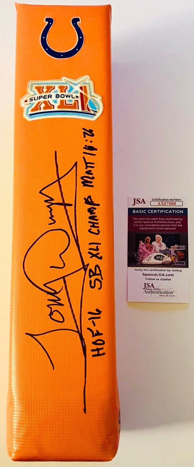 TONY DUNGY SIGNED TOUCHDOWN PYLON INDIANAPOLIS COLTS SB XLI & HOF INSC JSA COA!